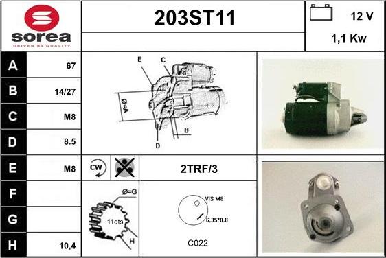 STARTCAR 203ST11 - Starter autospares.lv