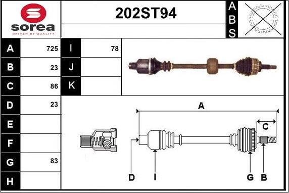 STARTCAR 202ST94 - Drive Shaft autospares.lv