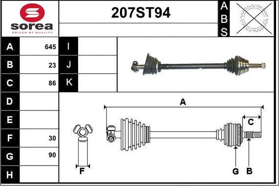 STARTCAR 207ST94 - Drive Shaft autospares.lv