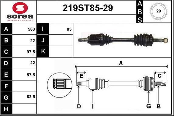 STARTCAR 219ST85-29 - Drive Shaft autospares.lv