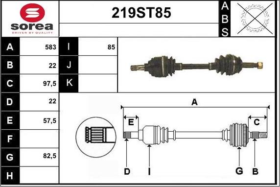 STARTCAR 219ST85 - Drive Shaft autospares.lv