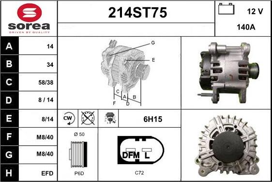 STARTCAR 214ST75 - Alternator autospares.lv