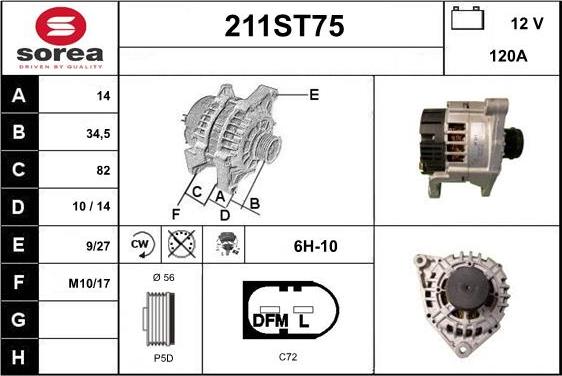 STARTCAR 211ST75 - Alternator autospares.lv