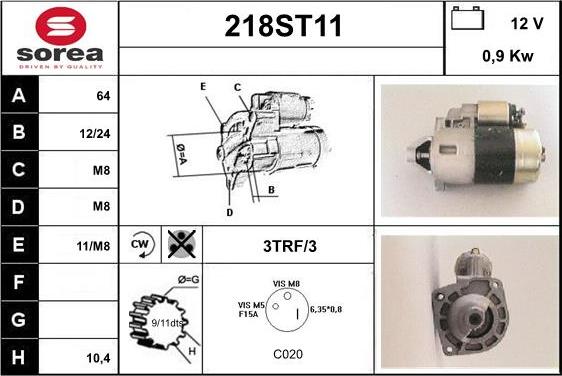 STARTCAR 218ST11 - Starter autospares.lv