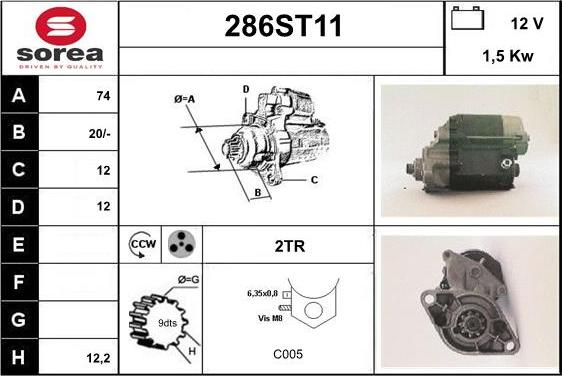 STARTCAR 286ST11 - Starter autospares.lv