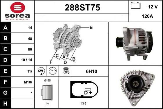 STARTCAR 288ST75 - Alternator autospares.lv