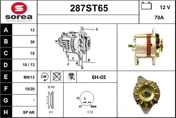 STARTCAR 287ST65 - Alternator autospares.lv