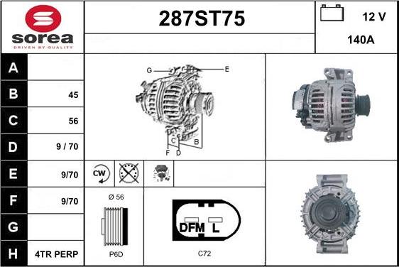 STARTCAR 287ST75 - Alternator autospares.lv