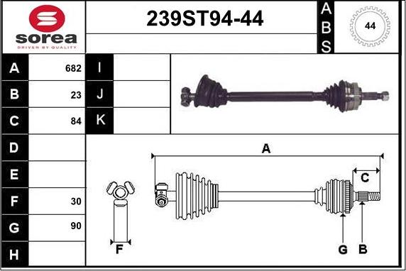 STARTCAR 239ST94-44 - Drive Shaft autospares.lv