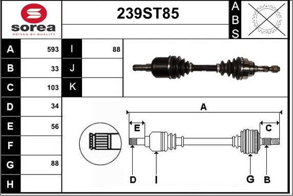 STARTCAR 239ST85 - Drive Shaft autospares.lv