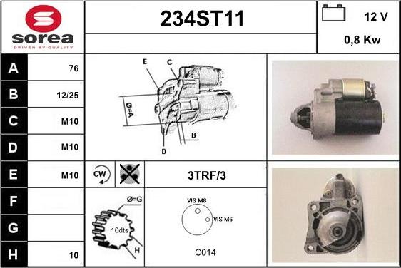 STARTCAR 234ST11 - Starter autospares.lv