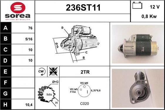 STARTCAR 236ST11 - Starter autospares.lv