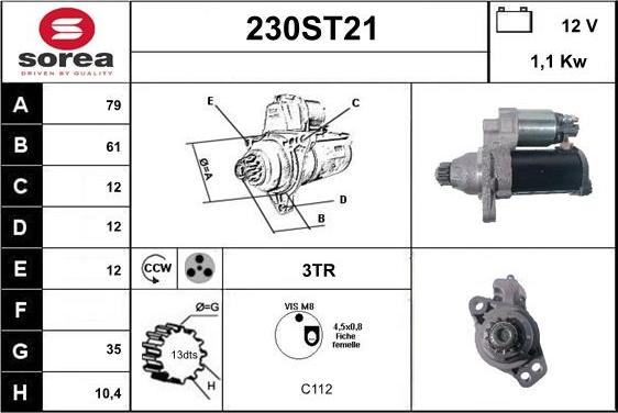 STARTCAR 230ST21 - Starter autospares.lv