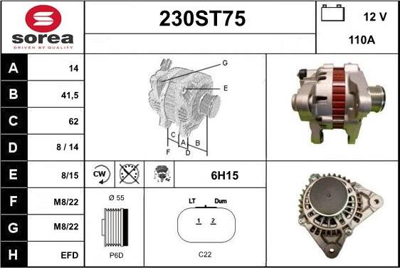 STARTCAR 230ST75 - Alternator autospares.lv