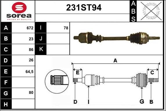 STARTCAR 231ST94 - Drive Shaft autospares.lv