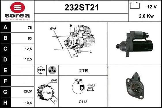 STARTCAR 232ST21 - Starter autospares.lv