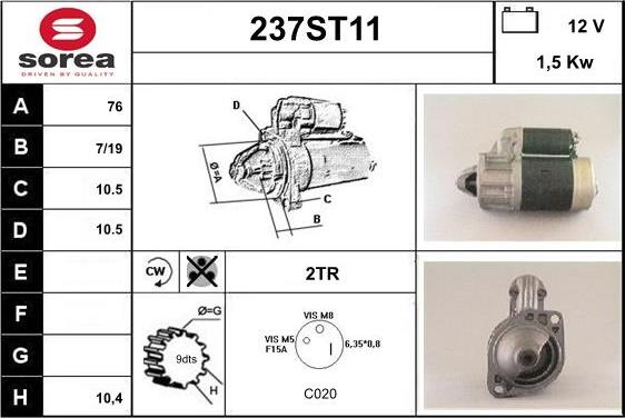 STARTCAR 237ST11 - Starter autospares.lv