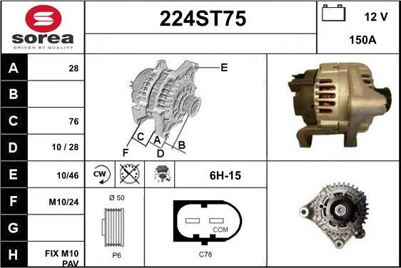 STARTCAR 224ST75 - Alternator autospares.lv