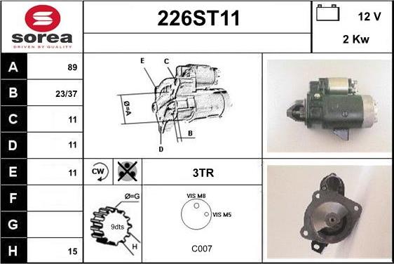 STARTCAR 226ST11 - Starter autospares.lv