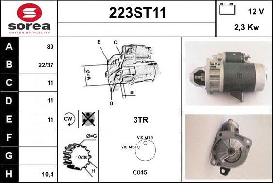 STARTCAR 223ST11 - Starter autospares.lv