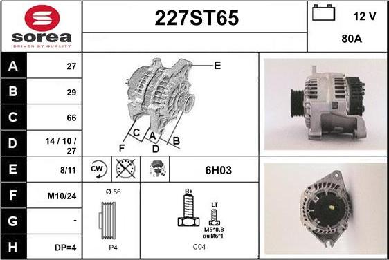 STARTCAR 227ST65 - Alternator autospares.lv