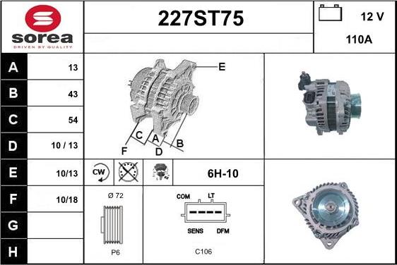 STARTCAR 227ST75 - Alternator autospares.lv