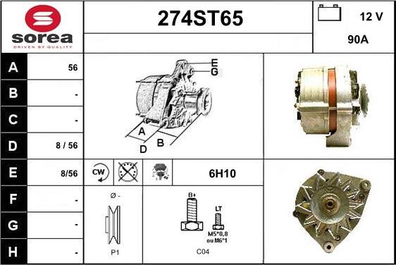 STARTCAR 274ST65 - Alternator autospares.lv