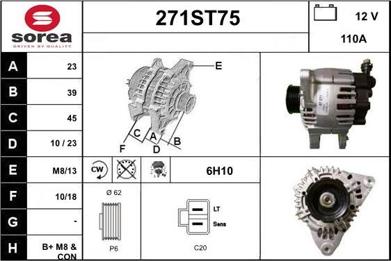 STARTCAR 271ST75 - Alternator autospares.lv