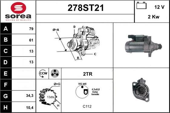 STARTCAR 278ST21 - Starter autospares.lv