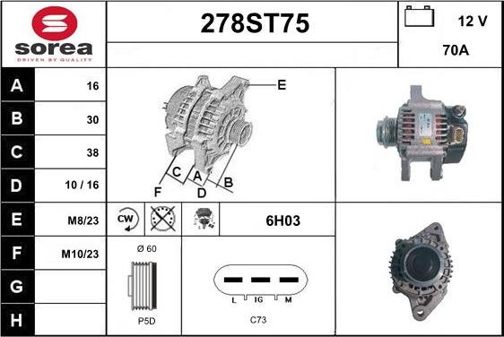 STARTCAR 278ST75 - Alternator autospares.lv