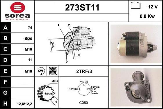 STARTCAR 273ST11 - Starter autospares.lv