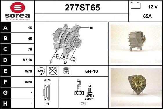 STARTCAR 277ST65 - Alternator autospares.lv