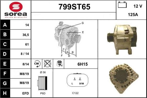 STARTCAR 799ST65 - Alternator autospares.lv