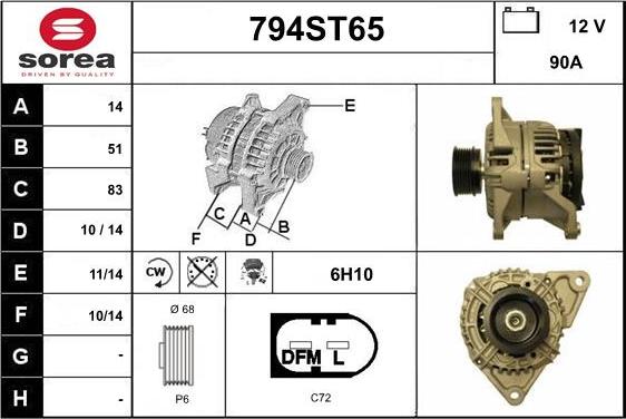 STARTCAR 794ST65 - Alternator autospares.lv