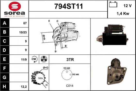 STARTCAR 794ST11 - Starter autospares.lv