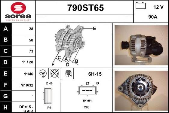 STARTCAR 790ST65 - Alternator autospares.lv