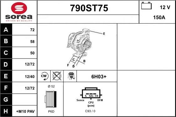 STARTCAR 790ST75 - Alternator autospares.lv