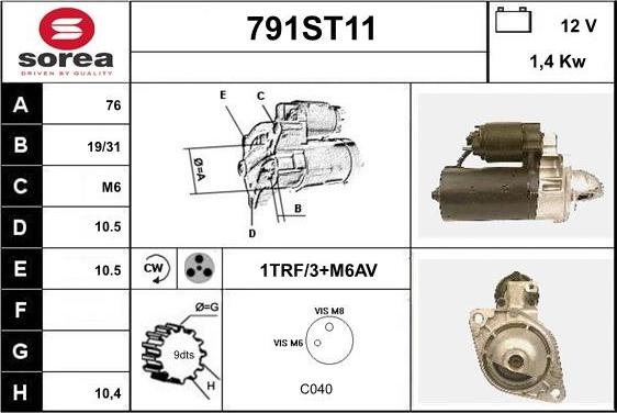 STARTCAR 791ST11 - Starter autospares.lv