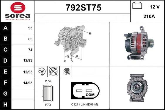 STARTCAR 792ST75 - Alternator autospares.lv