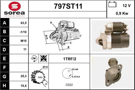 STARTCAR 797ST11 - Starter autospares.lv