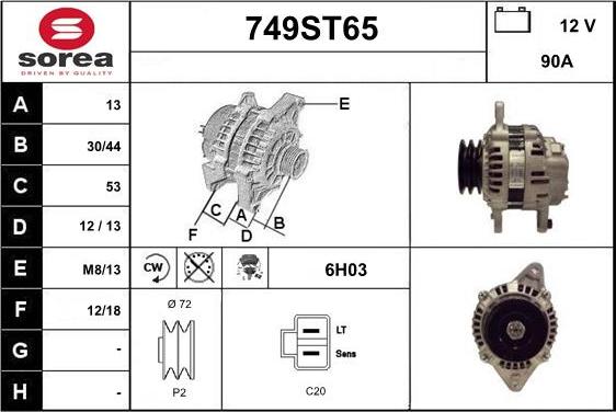 STARTCAR 749ST65 - Alternator autospares.lv