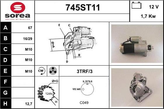 STARTCAR 745ST11 - Starter autospares.lv