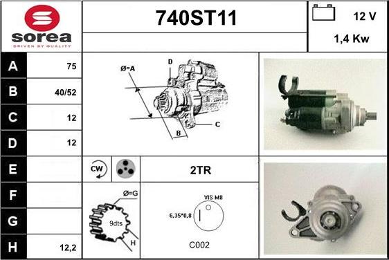 STARTCAR 740ST11 - Starter autospares.lv