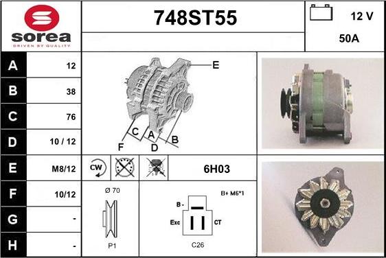 STARTCAR 748ST55 - Alternator autospares.lv