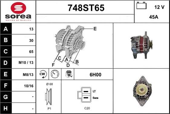 STARTCAR 748ST65 - Alternator autospares.lv