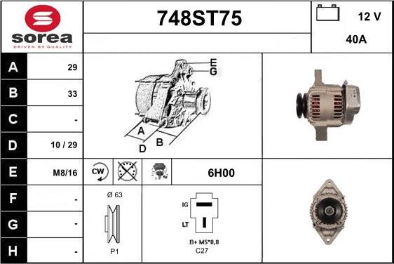 STARTCAR 748ST75 - Alternator autospares.lv