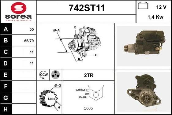 STARTCAR 742ST11 - Starter autospares.lv