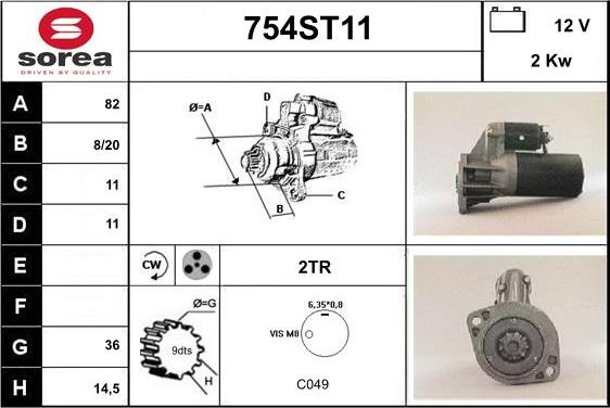 STARTCAR 754ST11 - Starter autospares.lv