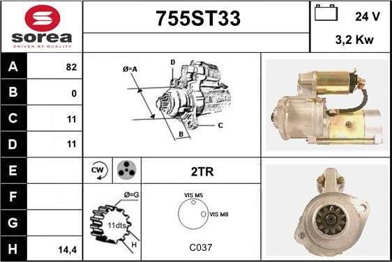 STARTCAR 755ST33 - Starter autospares.lv