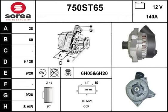 STARTCAR 750ST65 - Alternator autospares.lv